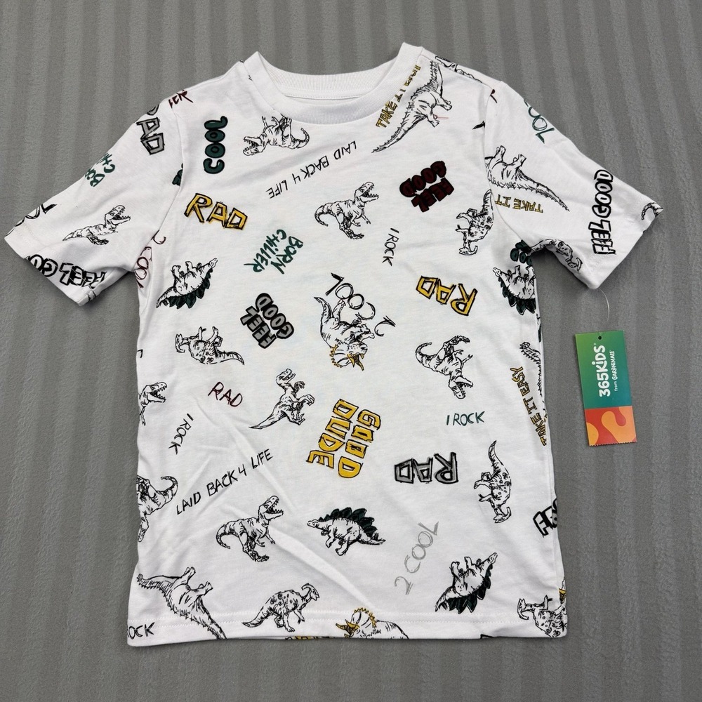 365 Kids Boys Graphic Size 6 T-Shirt Short Sleeve All Over Print Graphic Dino